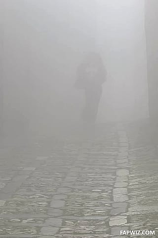 Foggy Erice Streets: A Babe in Black Tits